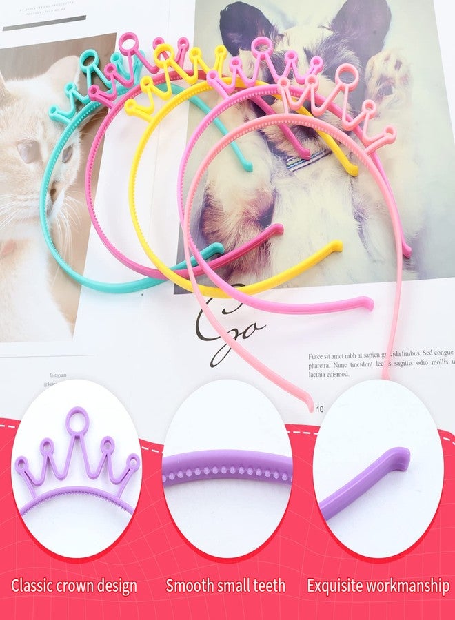 Dizila 12 Pack/6 Pairs Candy Color Plastic Crown Headbands with Tiny Teeth Hair Hoops Bands Clasps Birthday Party Decoration Tiaras Hair Accessories - Image 5